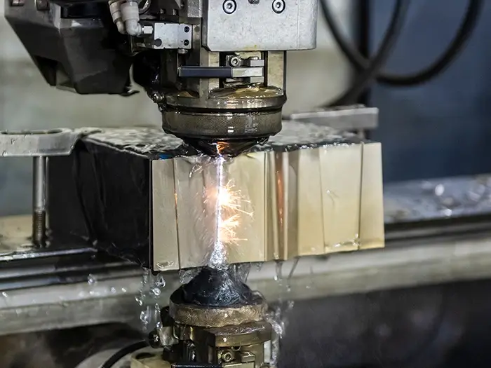 An image of electrical discharge wire cutting for mold making